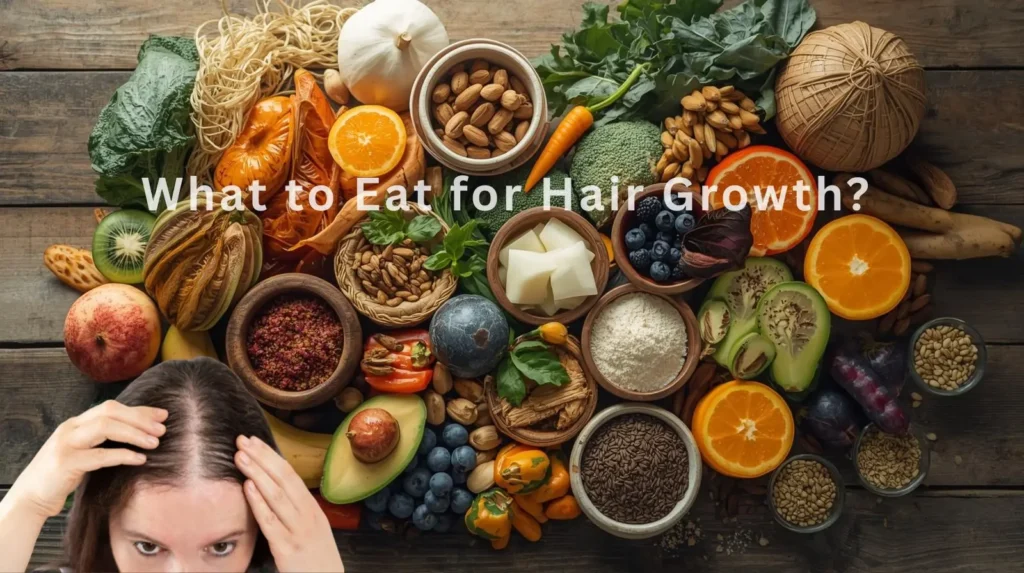 Hair Growth के लिए नेचुरल फूड्स – फल, सब्ज़ियाँ, नट्स और बीज से भरपूर संतुलित आहार